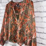 Frye Women’s Two Piece Paisley Floral Button Down Blouse Size Medium Photo 3