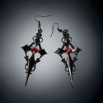 Retro Style Gothic Black Cross Earrings Funky Vintage Style Faux Fashion Jewelr Photo 2