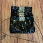 White House | Black Market WHBM Black & Silver Shiny Purse Clutch Photo 3
