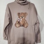 No Comment Teddy bear women's Brown Hoodie size 2X Photo 3