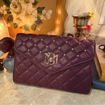 Badgley Mischka Purple Crossbody Bag with Gold Hardware and Quilted Design Photo 1