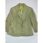 Sigrid Olsen  Y2K Womens Tweed Blazer Jacket Yellow Blue Plaid Size 4 Photo 7