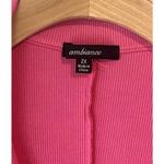 Ambiance Midi Dress Womens Size 2X Pink Ribbed Bodycon Shaping Collared Stretch Photo 4