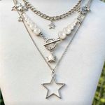 ⭐️⭐️⭐️BOGOHO⭐️⭐️⭐️Silver and Pearl Star Necklace Silver Photo 2
