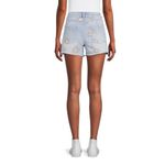 No Boundaries  High Rise Destructed Midi Denim Shorts Photo 2