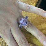 Genuine Rose de France Amethyst Sterling Silver Cocktail Ring Size 7 Photo 3