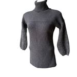 Costume National Wool and Mohair Gray Turtleneck 3/4 Puff Sleeve Tunic Sweater Size M Photo 3