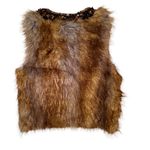 EXPRESS NEW faux fur vest embellished jeweled neckline size LARGE Photo 4