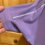 Anne Klein Purple Boxy Relaxed pocket T-Shirt with white contrast stitching Photo 3