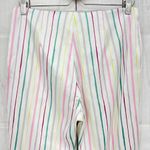 Badgley Mischka US 10 White Pastel Striped Crop Pants High Waist Photo 4