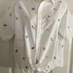 Ralph Lauren Polo by  Front Tie White Embroidered Short Sleeve Shirt Size XS Photo 0