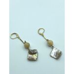 Boho Mother of Pearl Dangle Earrings Gold Tone Coastal Beach Resort Jewelry Photo 3