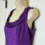 Badgley Mischka Silk Fit and Flare Dress Size 4 Satin Purple Elegant Cocktail Photo 4