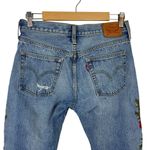 Levi's 501T Floral Jeans Embroidered Distressed Cropped Tapered Crop Denim 26 Photo 6
