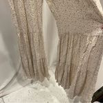 Sage Cute Smocked top skinny tie strap wide ruffle leg jumpsuit confetti boho festive Photo 15