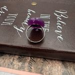 Vintage 1970s Purple Resin Floral Statement Ring Adjustable Photo 2