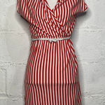 Anthropologie Saturday Sunday Terry Rope Belt Dress Women Orange Stripe Small Photo 0