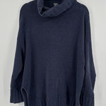 Aerie Sweater Womens Medium Blue Cowl Neck Pullover Chunky Knit Photo 0