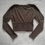 Moa Moa Women’s Olive Green Cropped Long Sleeve Corset Style T Shirt Sz Xs Photo 1