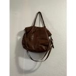 Frye Vintage  brown crinkled leather tote bag with shoulder strap 16x12 Photo 2