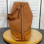 MKF Mia K Farrow Nya Cognac Gold Studded Hobo Bag Tote Brown Photo 1