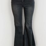 Forever 21 Pants Women 27 Black Denim Jeans Mega Flare Raw Hem Cotton Button Fly Photo 9