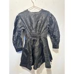 Maje  Black Linen Blend Openwork Embroidered Puff Sleeves Mini Dress Size 38 Photo 2