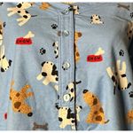 La Cera Womens M Dog Paw Print Bone Blue Flannel Nightshirt with Pockets NEW $98 Size M Photo 1