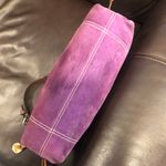 Dooney & Bourke DOONEY BURKE Purple Suede Brown Leather Top Handle Shoulder Bag Hobo Photo 8