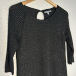 Neiman Marcus 100% Cashmere Black Sparkle Sweater Silk Liner Peekaboo 3/4 Sleeve Photo 1
