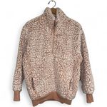 EXPRESS  Womens XS Pullover Sherpa Fleece 1/4 Zip Jacket Sweater‎ Beige Photo 2
