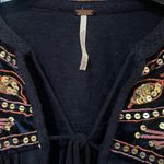Free People Hearts Aflame Navy Blue Velvet Embrodiered Embellished Top Size XS Photo 4