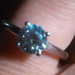 J Francis Embellished Swarovski Zirconia Solitaire Sterling Silver Ring (Size 5) Photo 4
