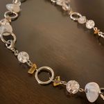 Quartz Beaded Necklace w Glass Heart Pendant | Chunky Statement Jewelry Pink Photo 4