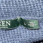 Ralph Lauren Lauren Women's Navy Blue Cowl Neck Waffle Knit Cotton Sweater L Photo 7