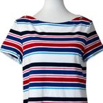 Tommy Hilfiger  Tee Shirt Dress Cotton Red White Pink Blue Stripes Size Large Photo 4