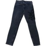 ZARA Womens Premium Denim Jeans Collection Embellished Skinny Dark Wash Size 26 Photo 3