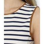 Ralph Lauren Faux Leather Trim Sleeveless Striped Flare Dress Small Photo 6