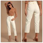 Lulus LULU’S Nothing Compares Ivory Paperbag Waist Straight Leg Jeans Photo 1