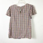 st. john's bay St. John’s Bay White Multicolor Plaid Short Sleeve Peasant Blouse Top Size M Photo 1