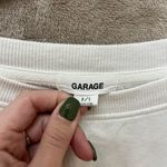 Garage Velvet Sleeves Cream Crew Sweater Photo 2