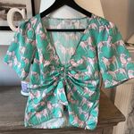 Zero Degrees Celsius Top Green Pink Size Small Photo 0