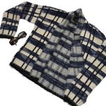 Anthropologie  La Fee Verte Womens Cardigan Eyelash Plaid Sweater Blue Fuzzy S Photo 2