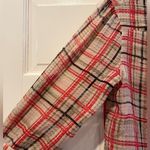 Outback Red Sheer Plaid Balloon Sleeve Ruffled Tunic Top Red Cream Size Small Photo 2