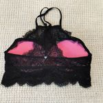 PINK - Victoria's Secret Victoria's Secret PINK Halter Bralette Bra Black Lace Cutout Racerback Small EUC Photo 3