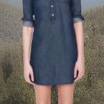 J.Crew Western Blue‎ Chambray Denim Mini Shirt Dress Boho Cowgirl Preppy S Blue Photo 0