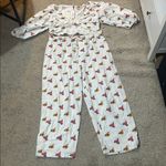 Farm Rio  Mixed Flowers Embroidered Top and Pants set size XL EUC Photo 1