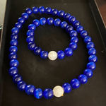 Real stone Elegant Blue Beaded Necklace and Bracelet Set Photo 0