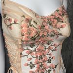 Women’s sheer panel floral embroidered appliqué pink lingerie sleepwear large Photo 5