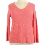 Calvin Klein Orange Knit Pullover Sweater V Neck Womens XL Chunky Knit Fall Photo 0